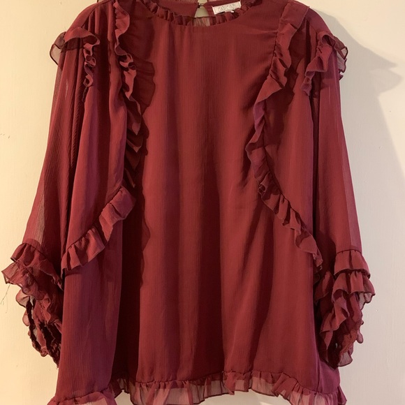 Burgundy ruffle blouse - Picture 2 of 6